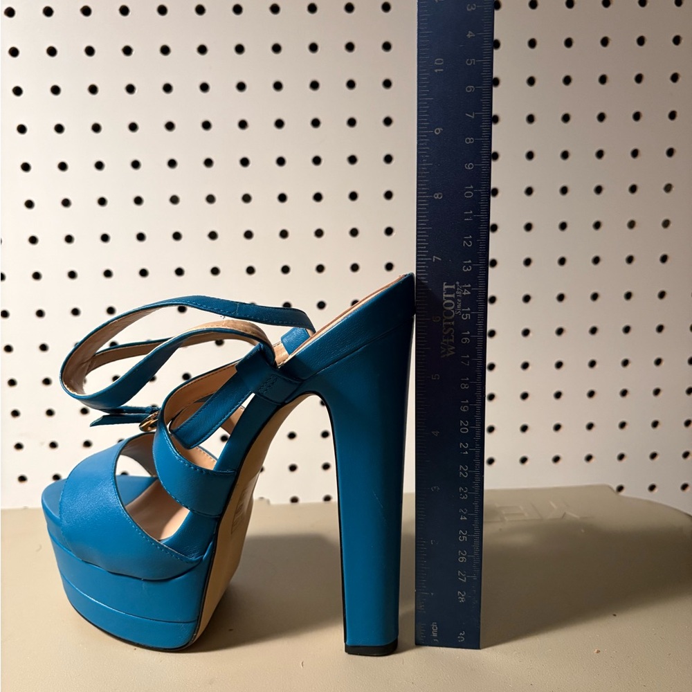 Aldo Teal Strappy Platform Heels size 8.5